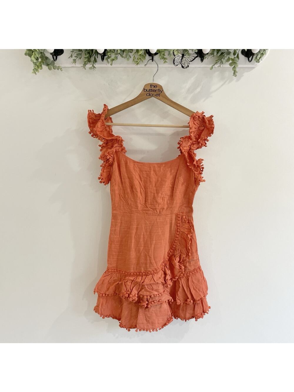 Selfie Leslie annie ruffle shoulder layered mini dress new #20-52 XS